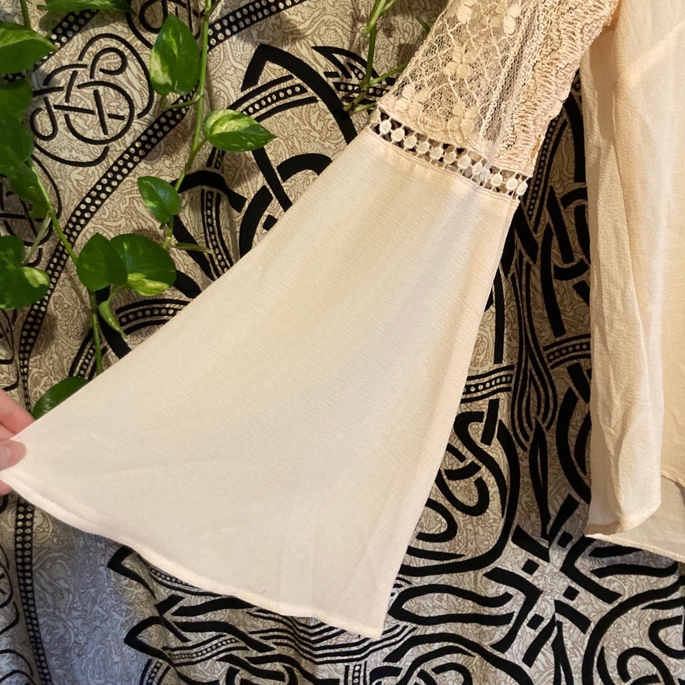 NWT Blush Pink Lace Top with Bell Sleeves